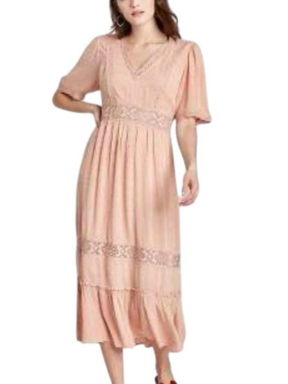 Knox Rose Blush Pink Lace-Detail Midi Dress